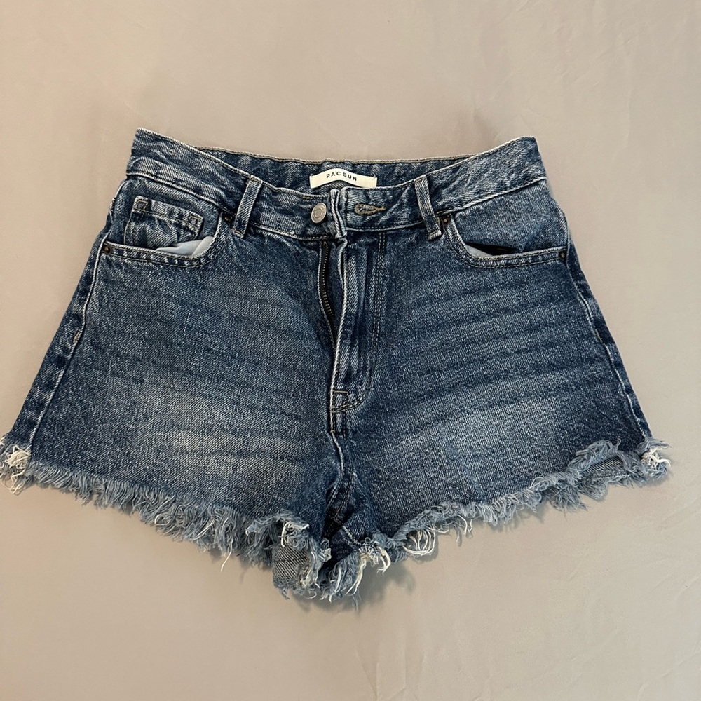 PacSun Blue Jean Shorts with Distressed Frayed Hem
